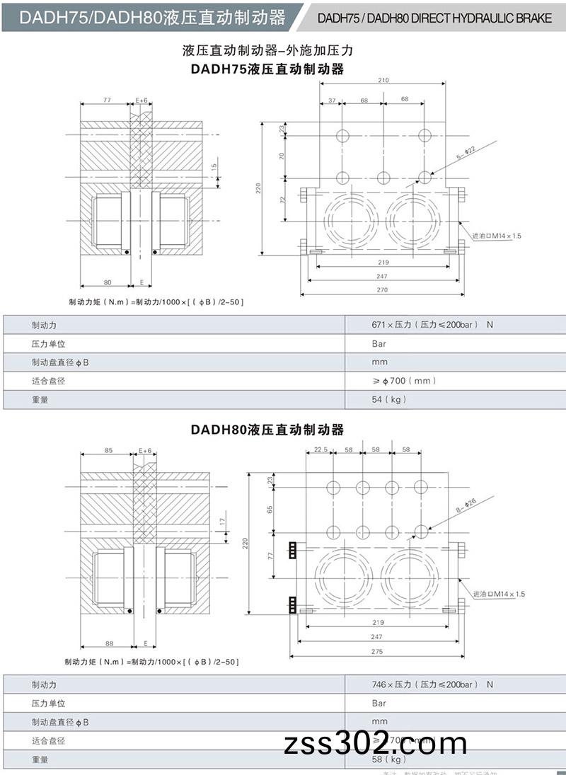 DADH75液壓(ya)直(zhi)動(dong)製(zhi)動器